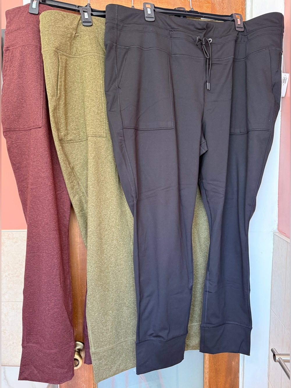 Old Navy Lot 3 Plus High Rise Go Dry Cozecore Green Black Burgundy Leggings-3X